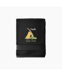 Personalised Embroidered Yoga Towel – Customised Name Text with Yoga Postures Design – Gifts for Yogis and Fitness Lovers